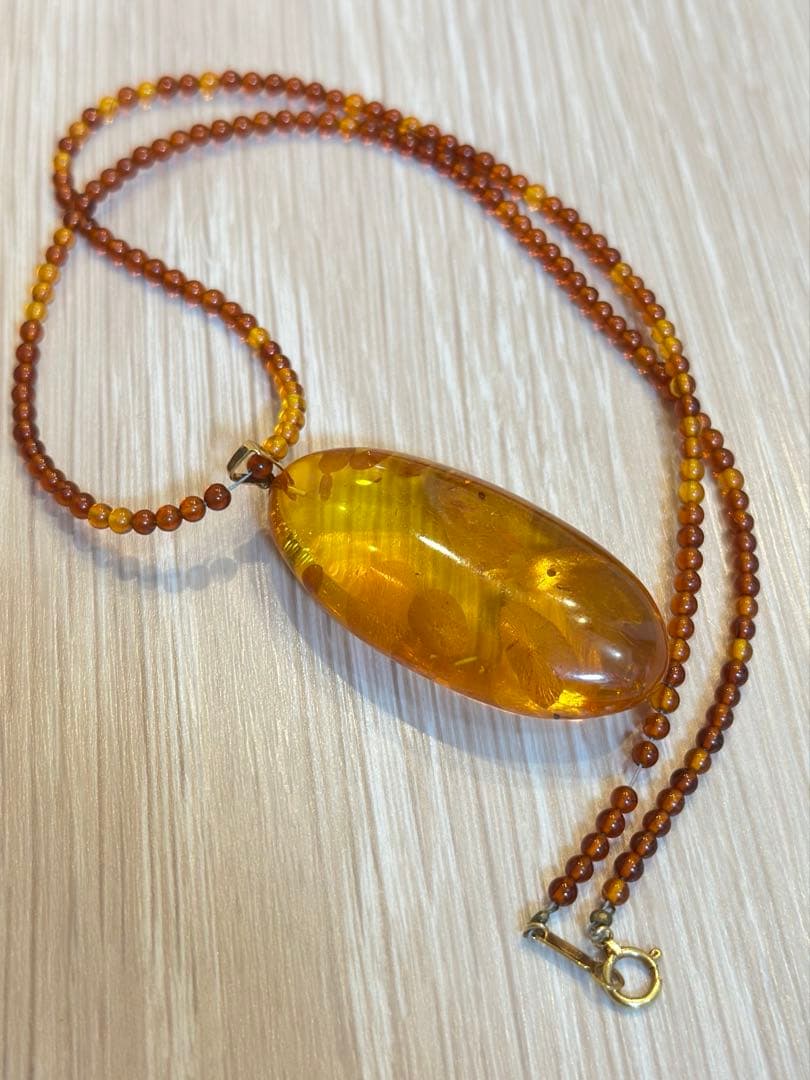 【K18】琥珀 ネックレス②