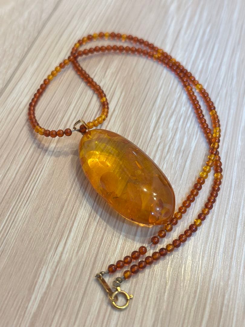 【K18】琥珀 ネックレス②
