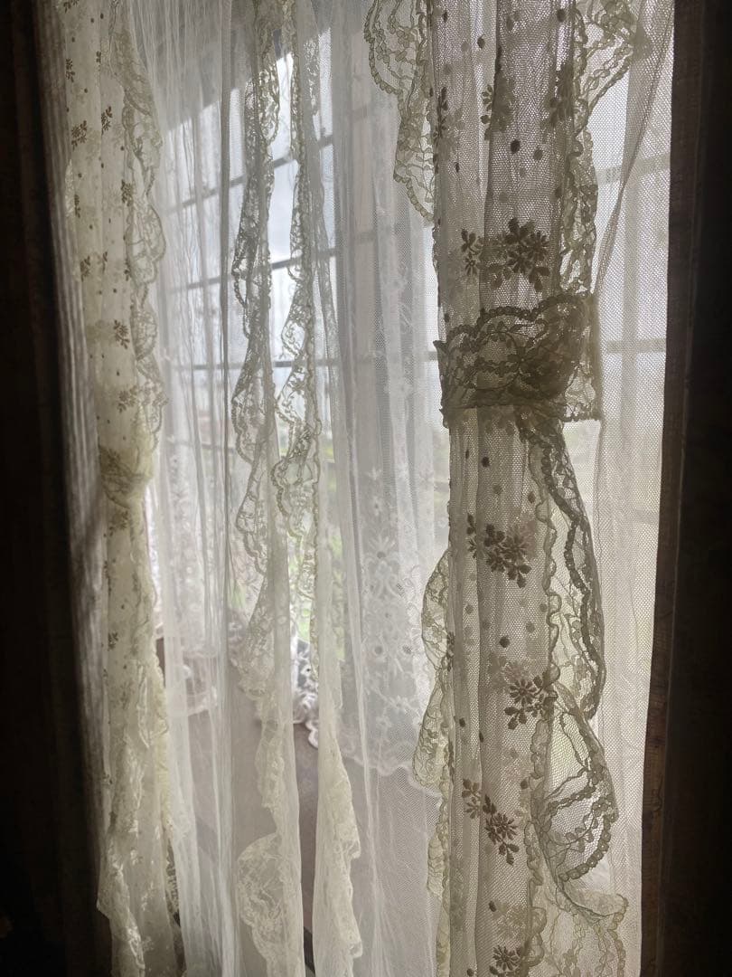さえら風 雰囲気良い素敵な 2Way レースカーテン　のれん風