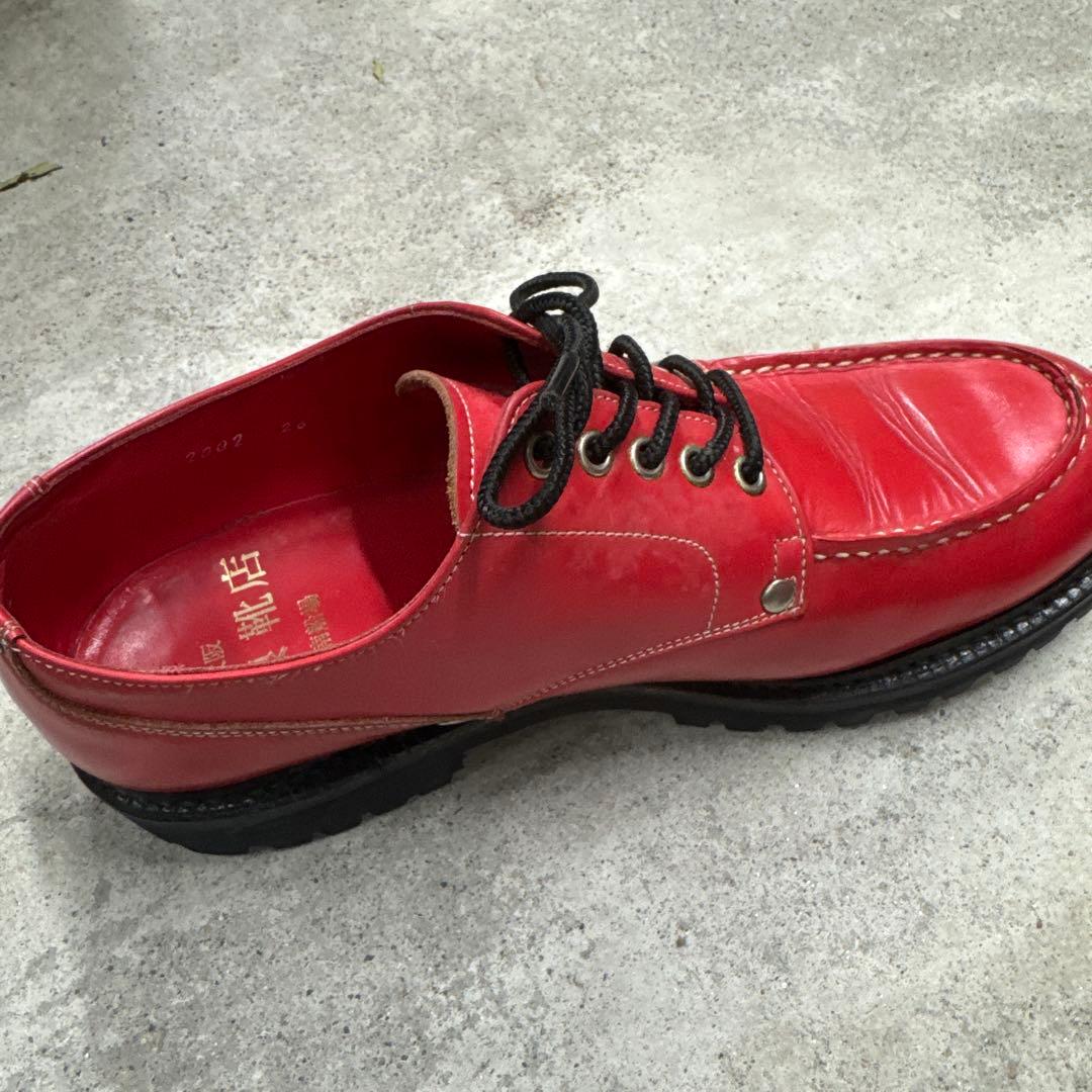 山根靴店　Ｕチップ　 レザー　２6cm　 レッド　EVISU