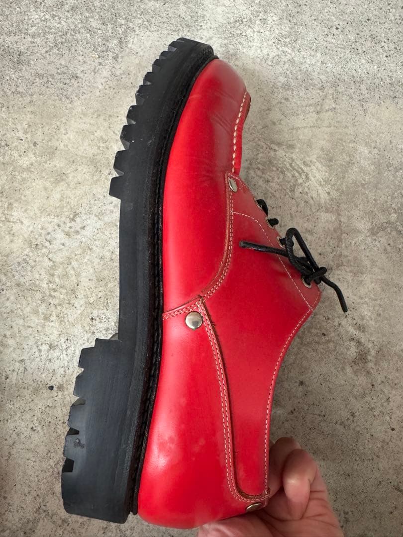 山根靴店　Ｕチップ　 レザー　２6cm　 レッド　EVISU