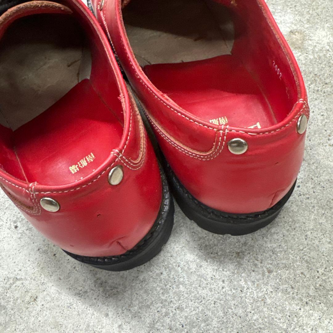 山根靴店　Ｕチップ　 レザー　２6cm　 レッド　EVISU