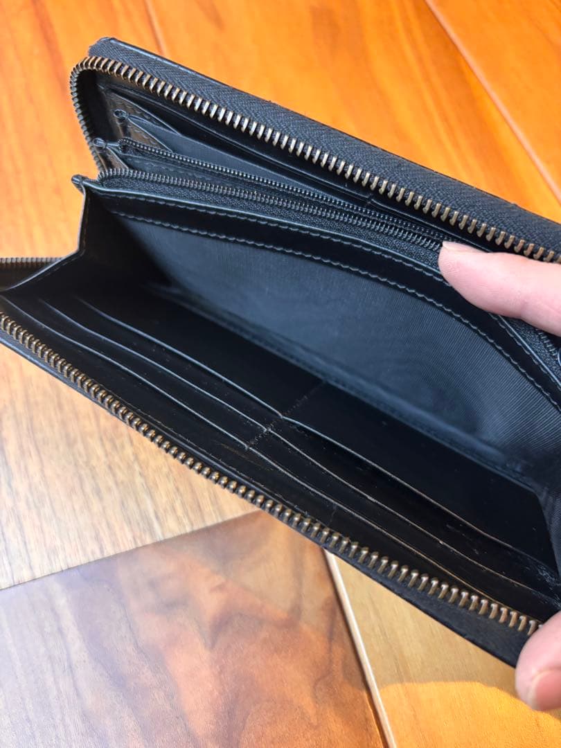 【美品】GUCCI ラウンドファスナー　キルティング　ＧＧマーモント　ブラック