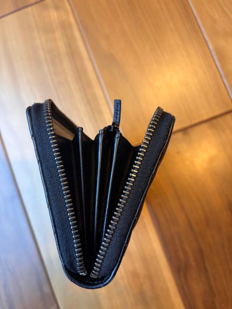 【美品】GUCCI ラウンドファスナー　キルティング　ＧＧマーモント　ブラック