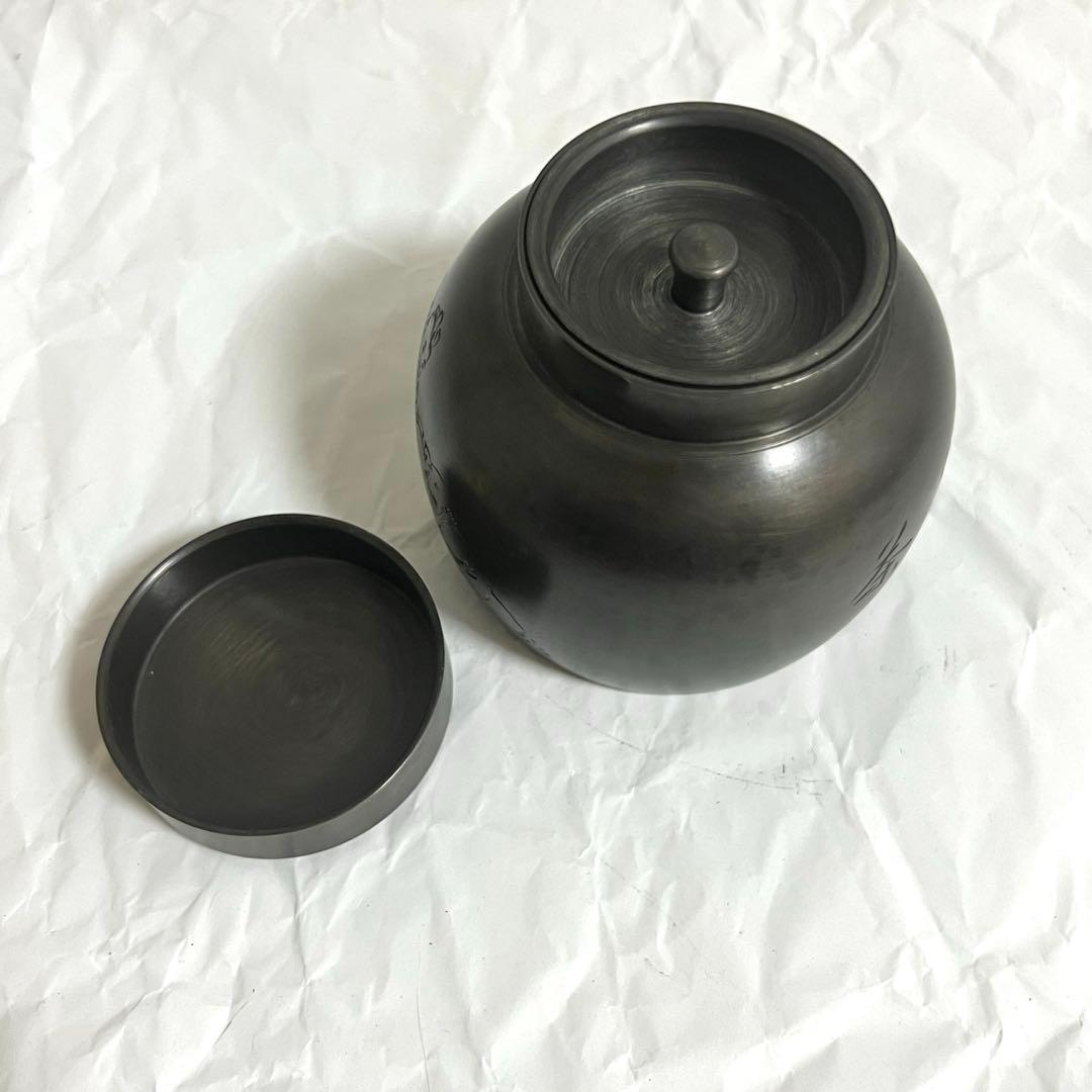 錫 茶道具 茶心壺 浮彫り 茶入 骨董品