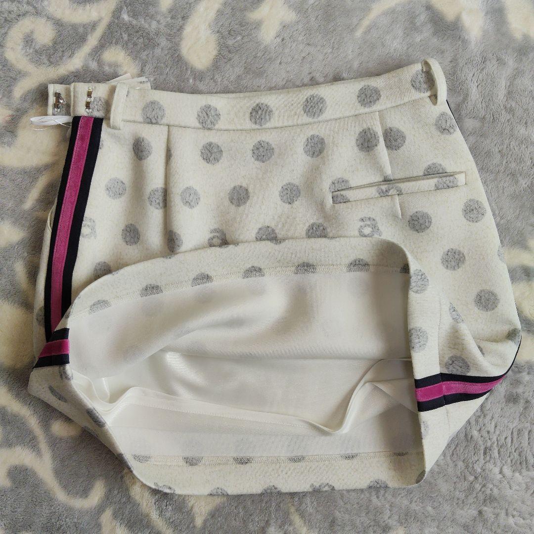 水玉模様スカート（白・グレー・ピンクストライプ）