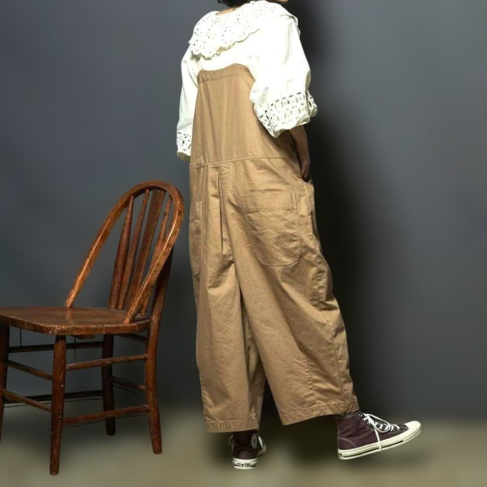 【美品】tumugu ツムグ ヴィンテージフレンチドリル 2wayサロペット