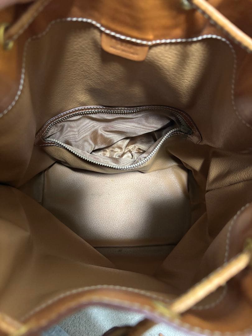 CELINE マカダム柄 巾着ショルダーバッグ ブラウン