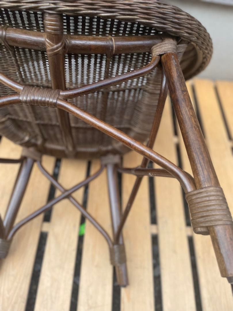 ②カザマ KAZAMA ラタン 丸型座椅子