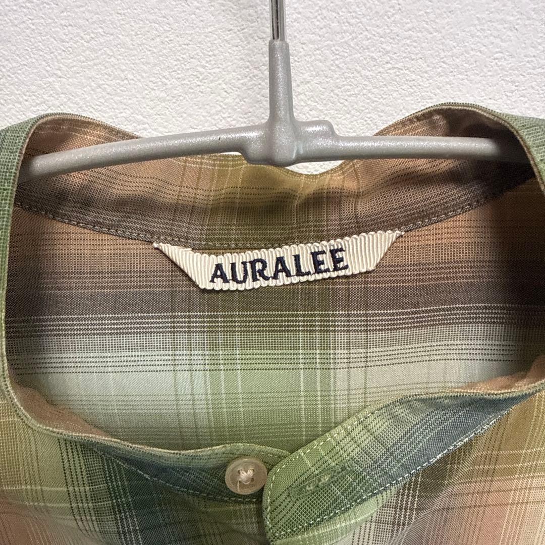 緑系チェック柄ロングシャツワンピース　AURALEE