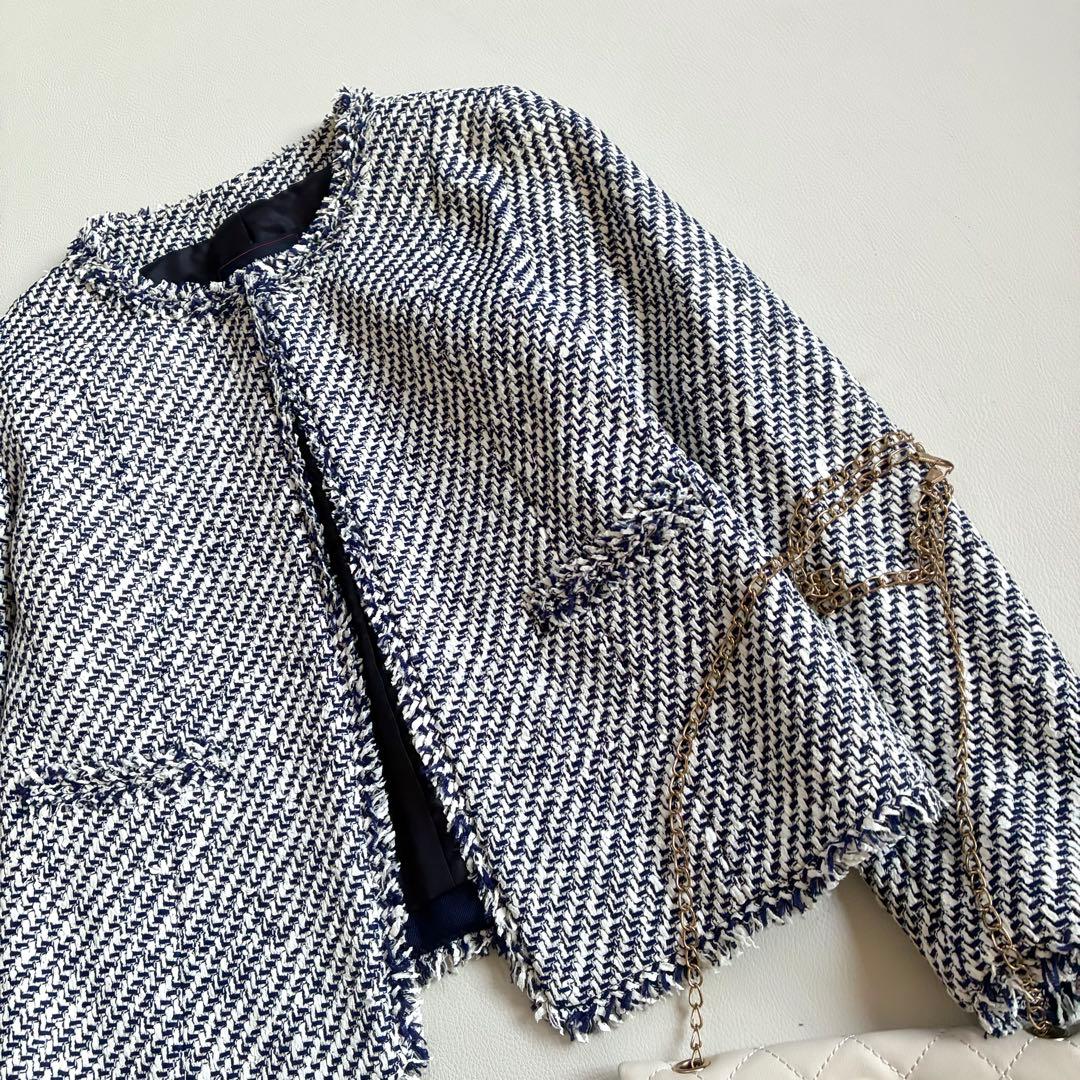 ◆未使用級◆トゥモローランド◆リントン社ツイードノーカラージャケット◆S