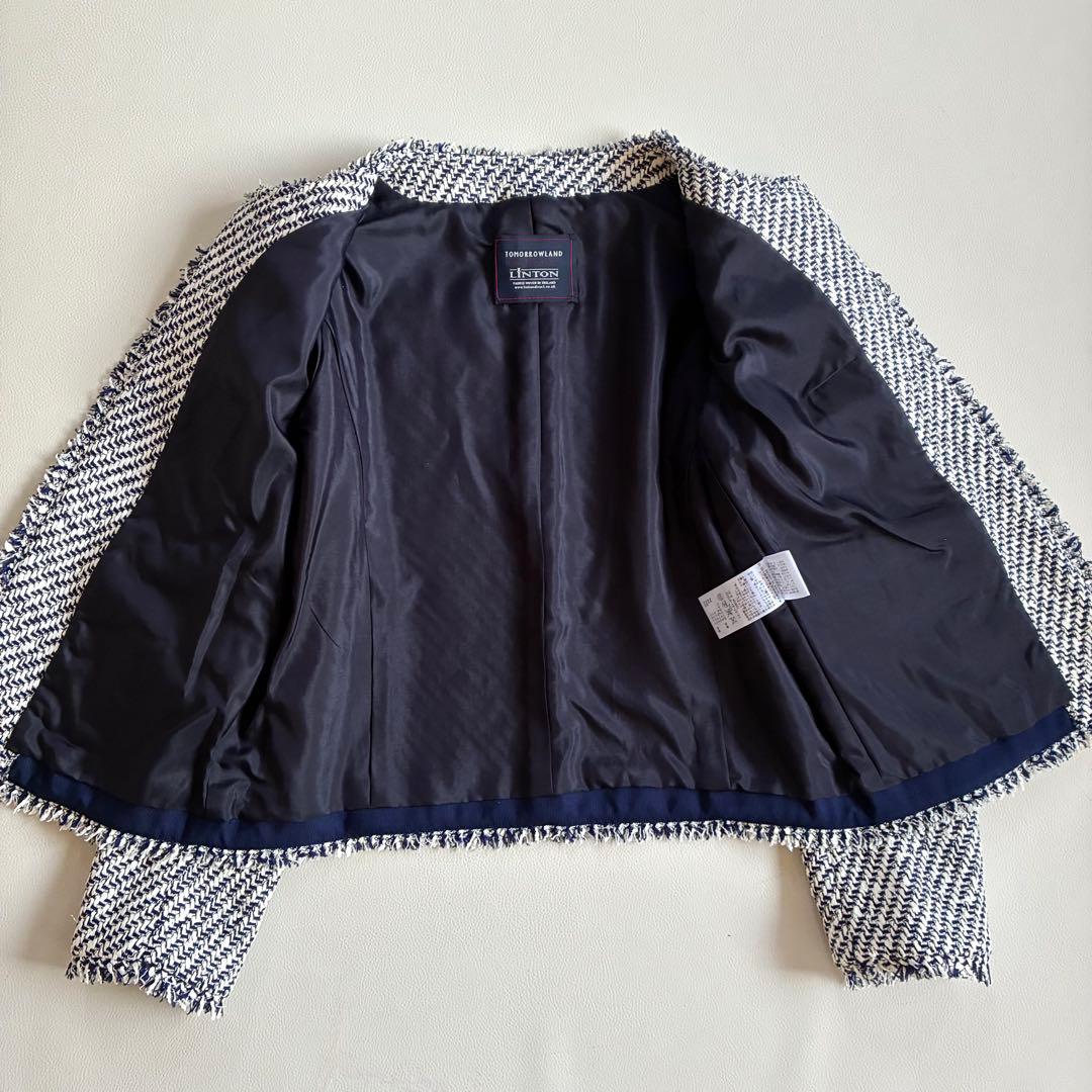 ◆未使用級◆トゥモローランド◆リントン社ツイードノーカラージャケット◆S