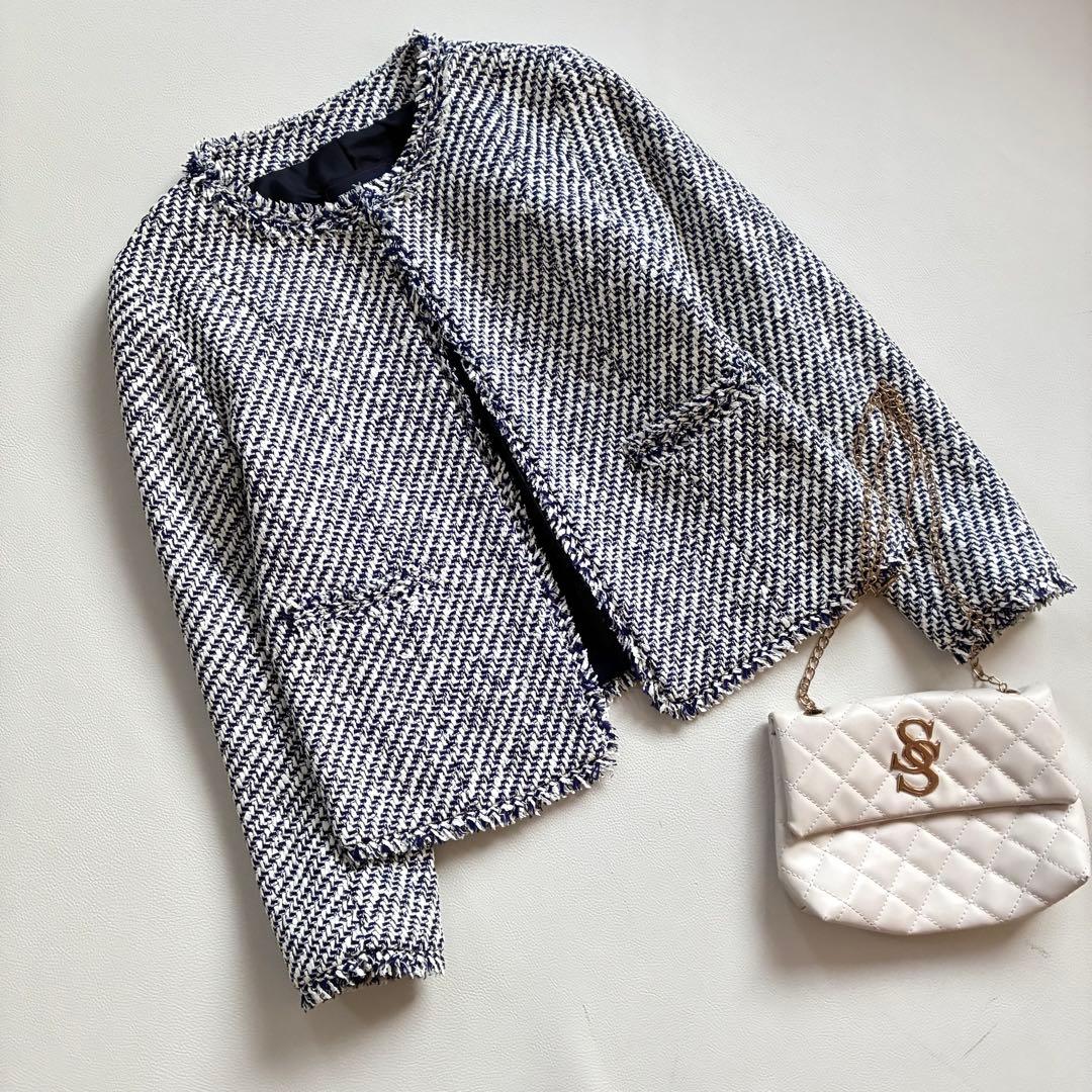 ◆未使用級◆トゥモローランド◆リントン社ツイードノーカラージャケット◆S