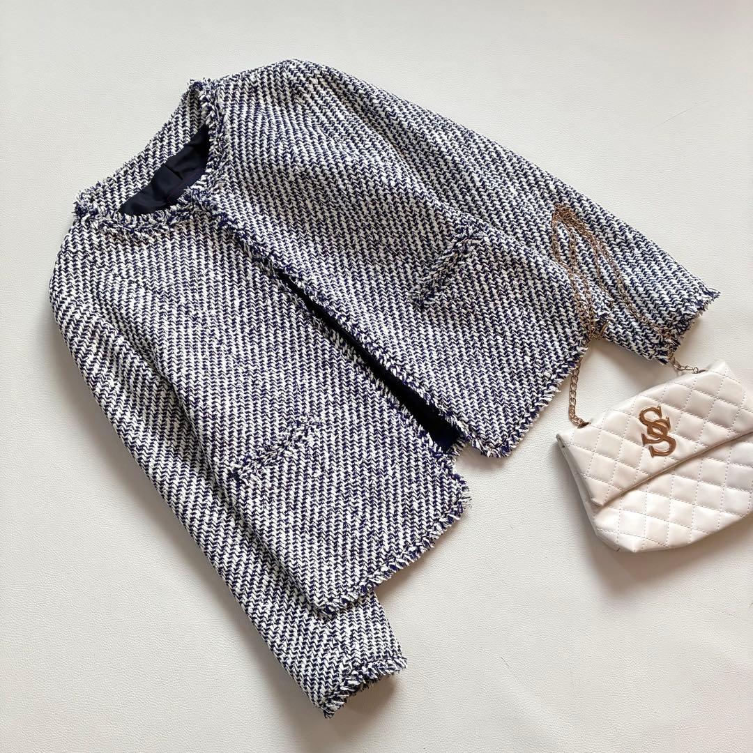 ◆未使用級◆トゥモローランド◆リントン社ツイードノーカラージャケット◆S