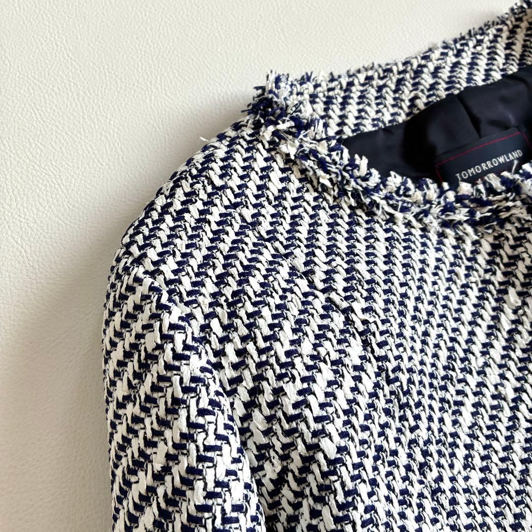 ◆未使用級◆トゥモローランド◆リントン社ツイードノーカラージャケット◆S