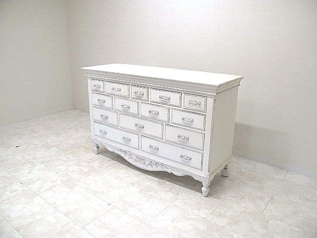 展示品　フレンチシャビー ホワイトペイント サイドチェスト ローチェスト