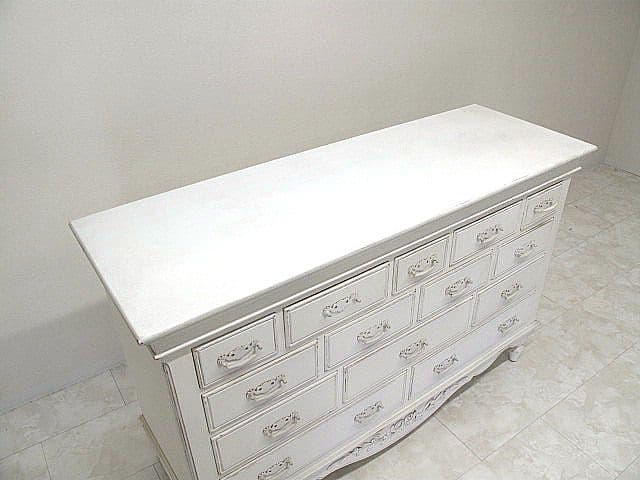 展示品　フレンチシャビー ホワイトペイント サイドチェスト ローチェスト