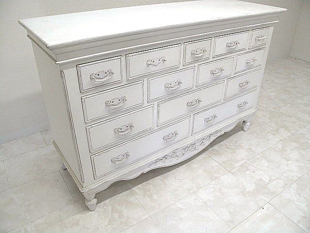 展示品　フレンチシャビー ホワイトペイント サイドチェスト ローチェスト