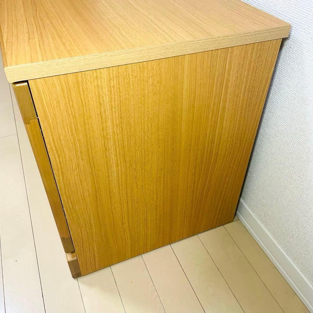 【美品】テレビ台 テレビボード 3段 幅90cm ナチュラル 木製 扉収納付き