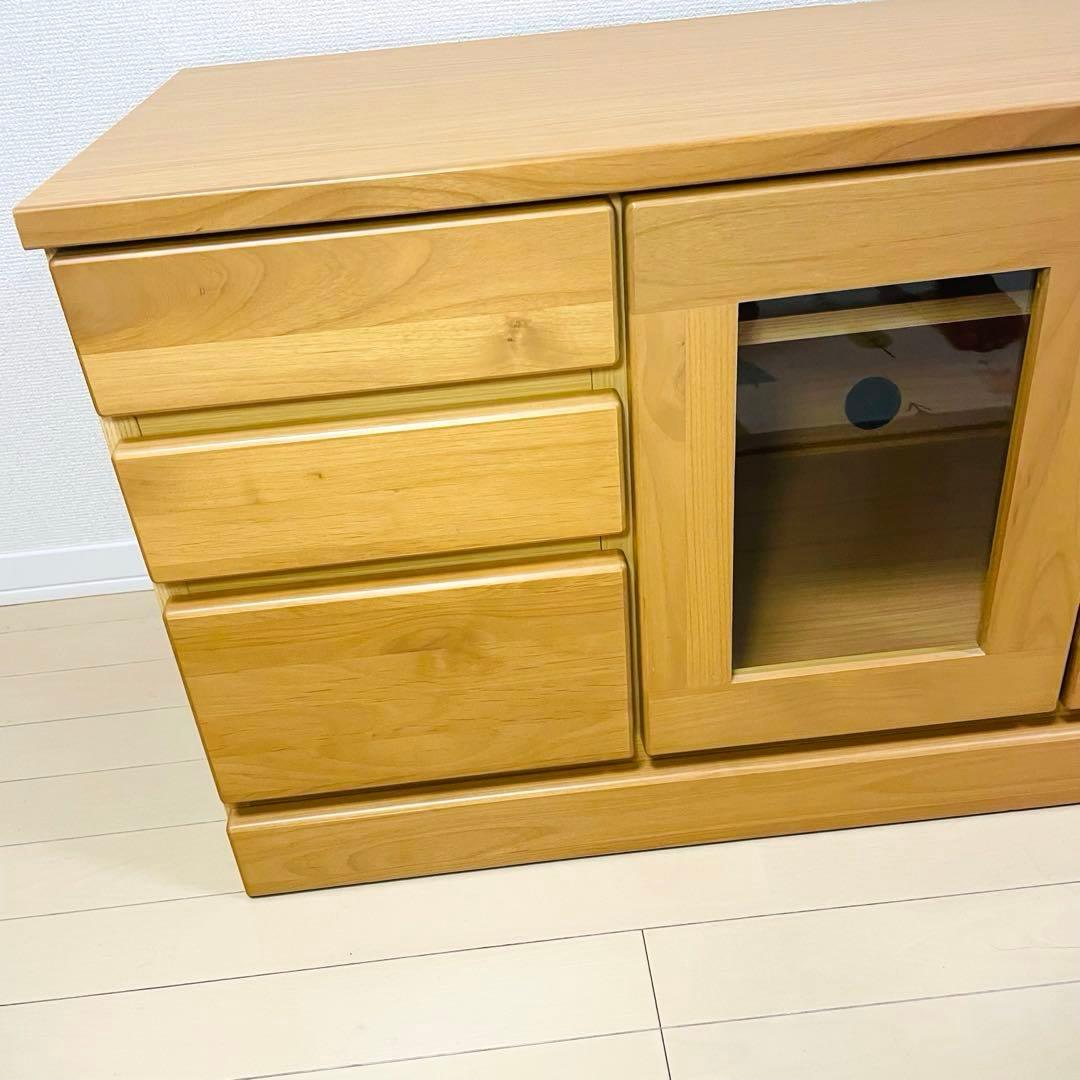 【美品】テレビ台 テレビボード 3段 幅90cm ナチュラル 木製 扉収納付き