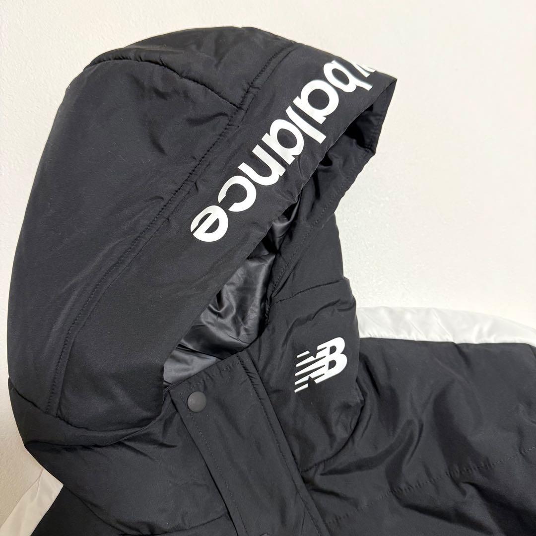 【美品】New Balance ベンチコート 黒 白　防寒 ニューバランス L