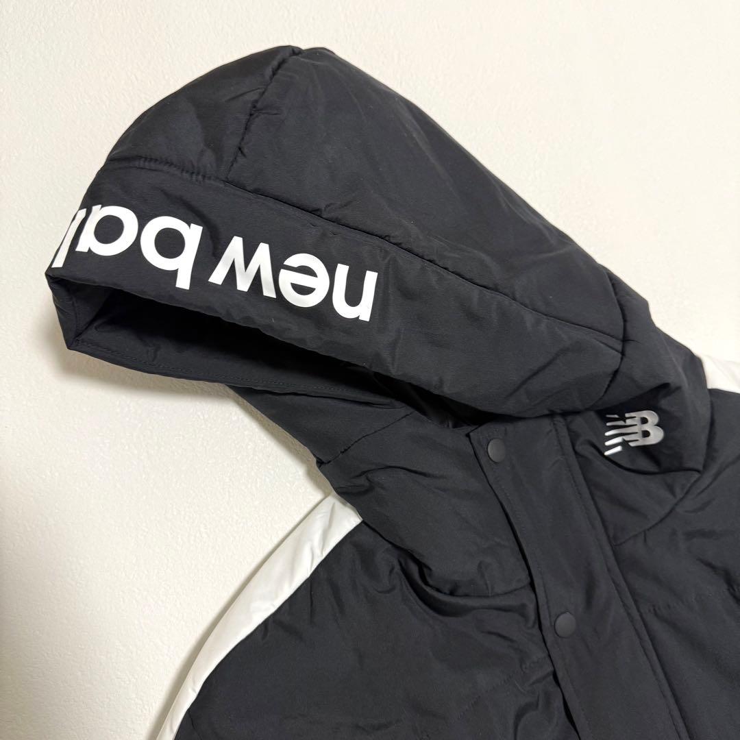 【美品】New Balance ベンチコート 黒 白　防寒 ニューバランス L