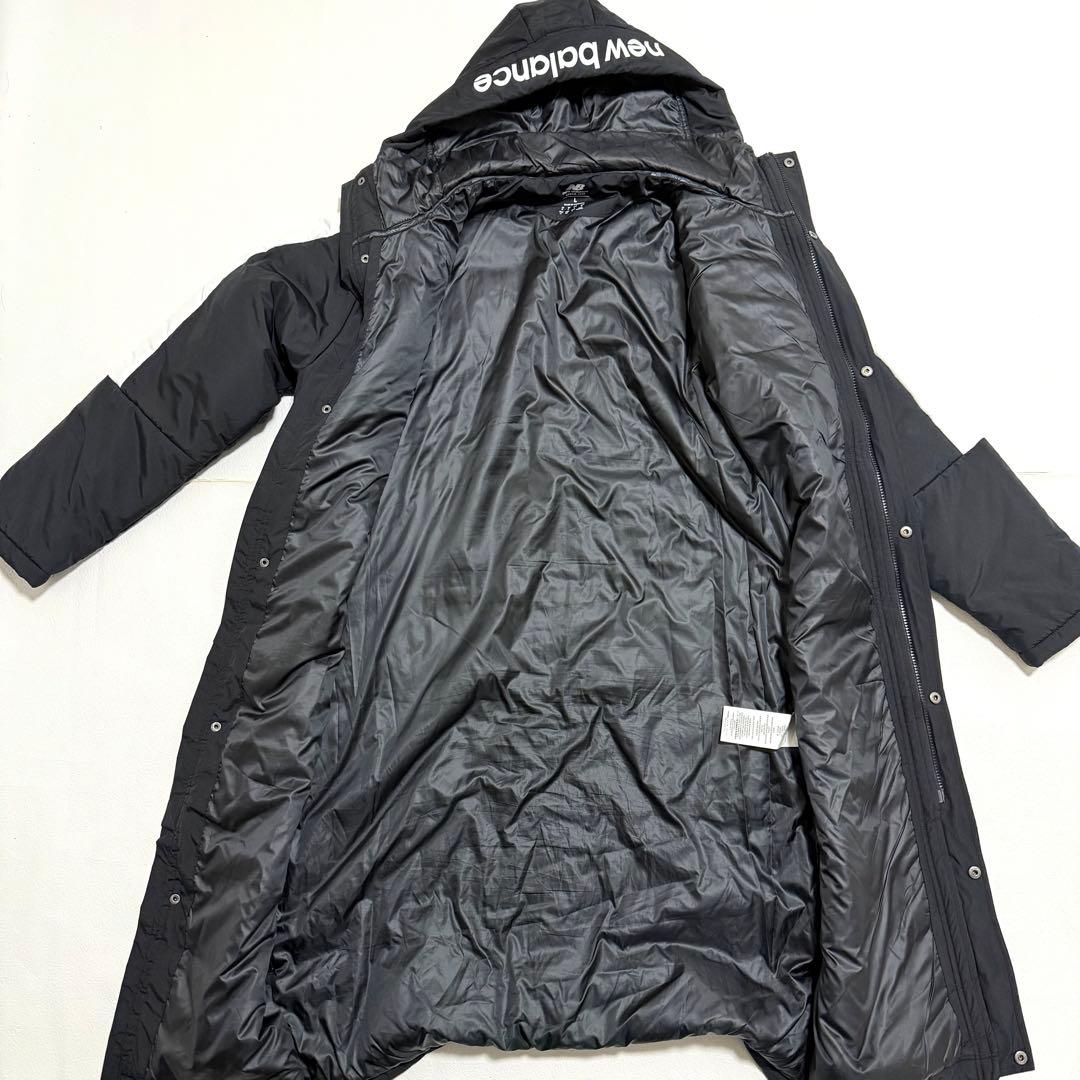 【美品】New Balance ベンチコート 黒 白　防寒 ニューバランス L