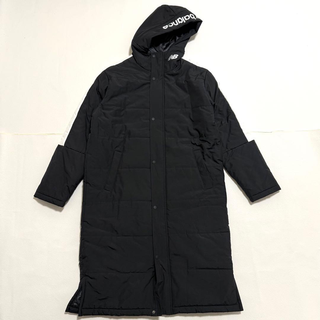 【美品】New Balance ベンチコート 黒 白　防寒 ニューバランス L