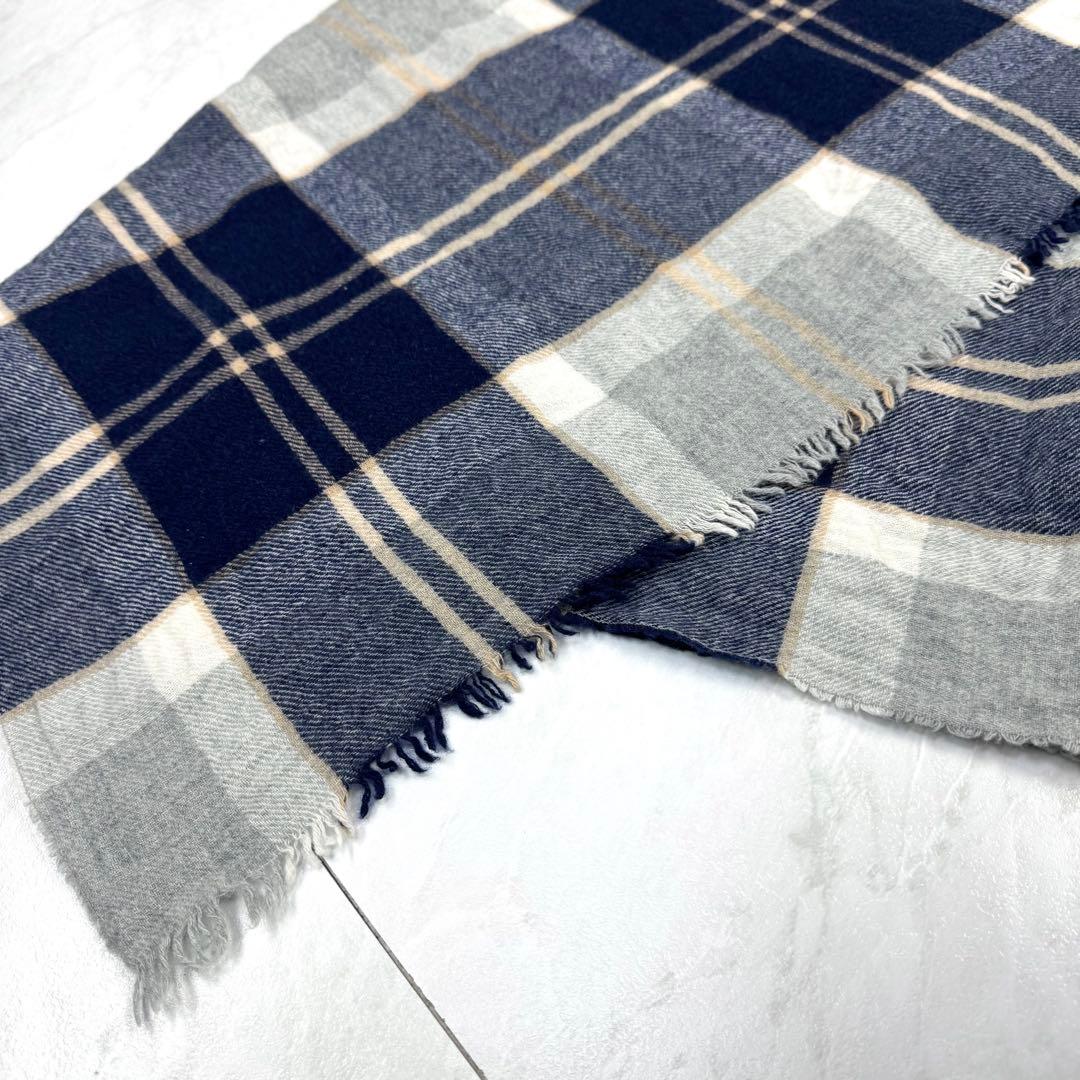 美品 ジョンストンズ カシミヤ100% 大判ストール シルバーバンノックベーン