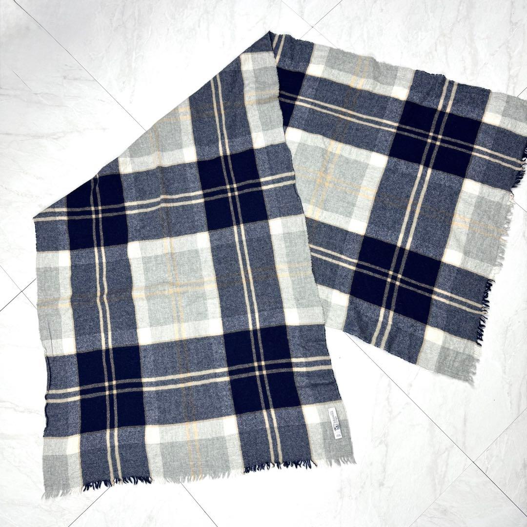 美品 ジョンストンズ カシミヤ100% 大判ストール シルバーバンノックベーン
