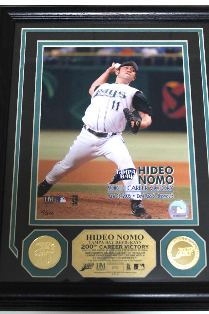 野茂英雄　タンパベイ・レイズ　日米通算２００勝記念フォトフレーム