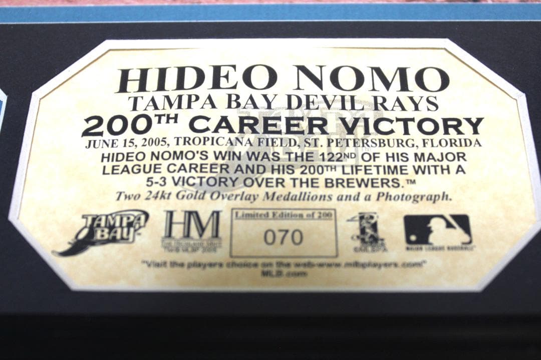 野茂英雄　タンパベイ・レイズ　日米通算２００勝記念フォトフレーム