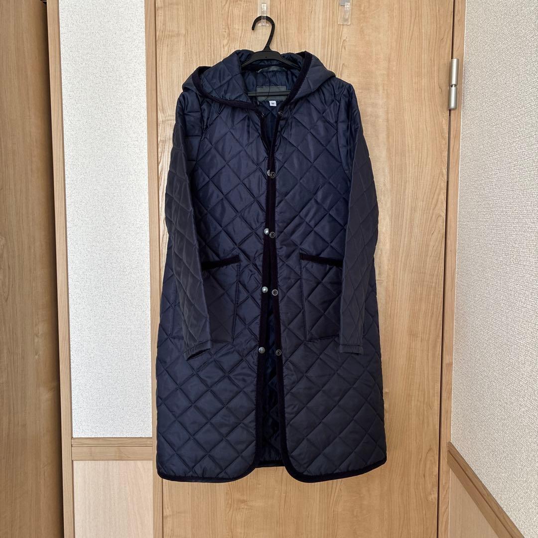 Auchincoal フード付きネイビー　キルティングコート 36インチ