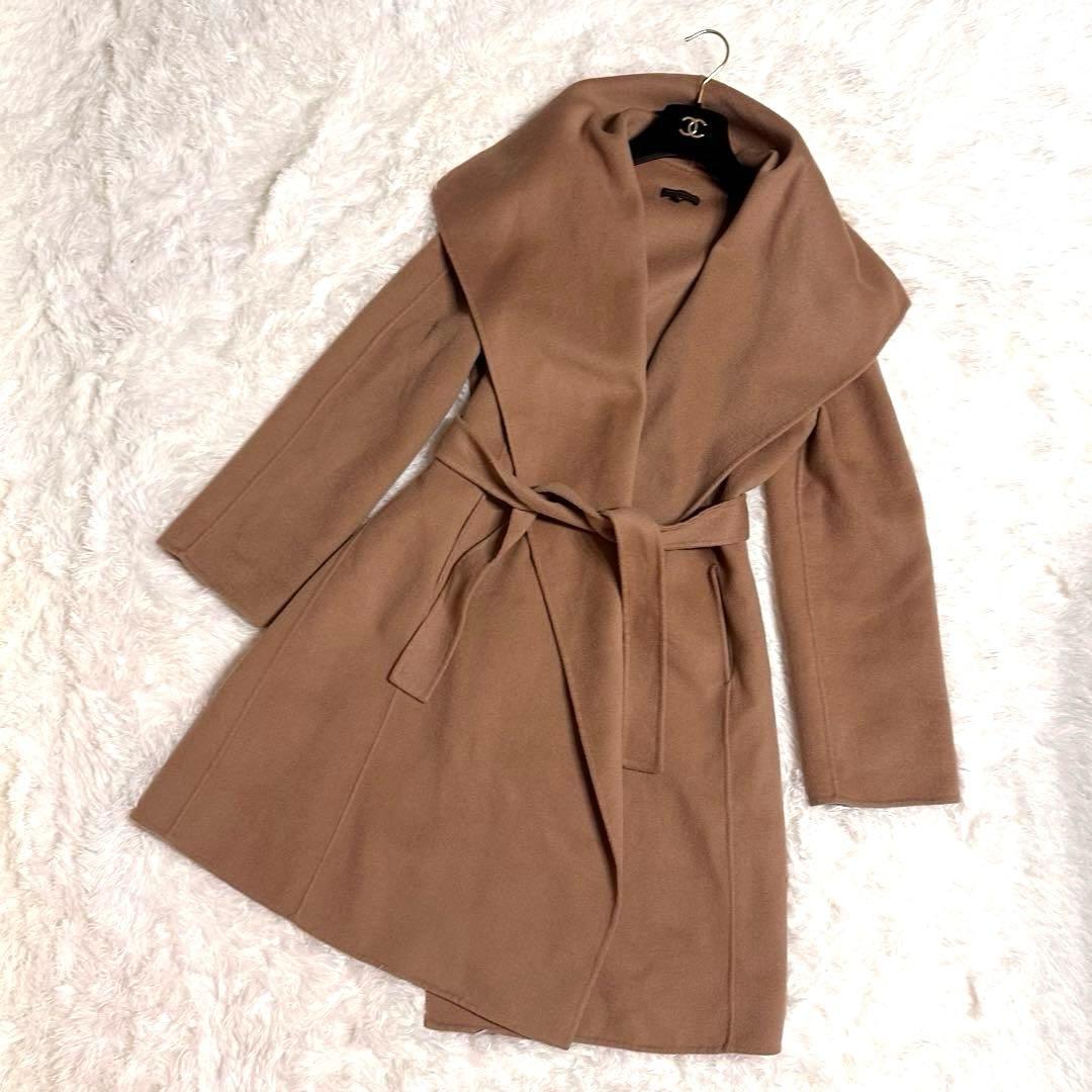 極美品 アドルフォドミンゲス ロングコート ガウン キャメル ウール ベルト M