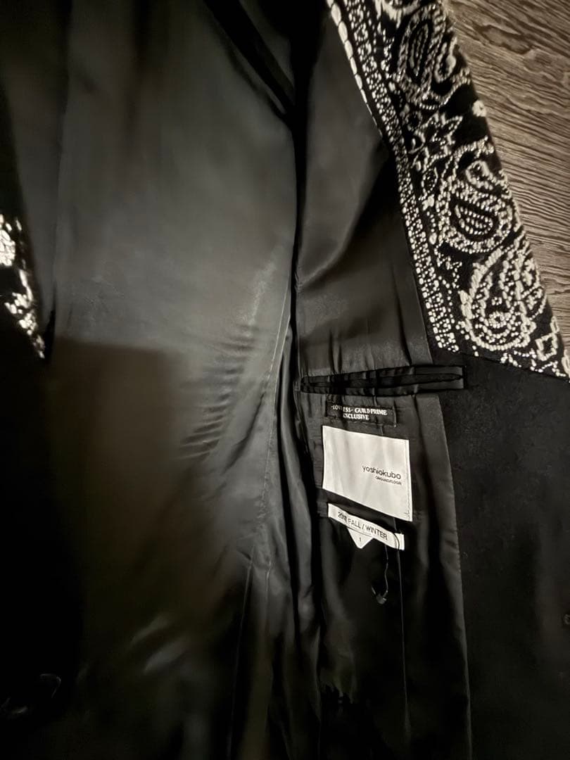 【レア・希少】yoshiokubo バンダナ切替 テーラードジャケット黒 M相当