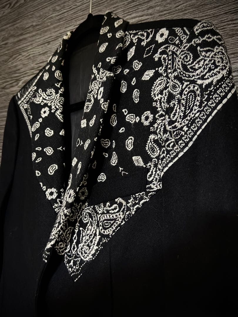 【レア・希少】yoshiokubo バンダナ切替 テーラードジャケット黒 M相当