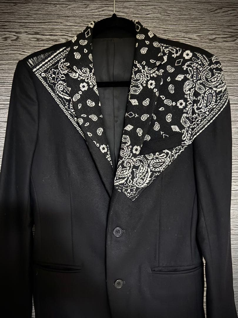 【レア・希少】yoshiokubo バンダナ切替 テーラードジャケット黒 M相当