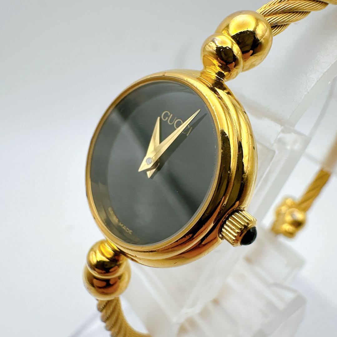 美品 稼動品 箱付き レディース腕時計 GUCCI グッチ ゴールド バングル