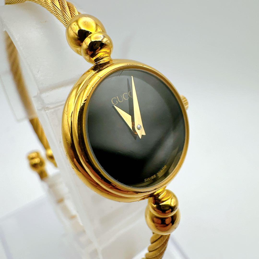 美品 稼動品 箱付き レディース腕時計 GUCCI グッチ ゴールド バングル
