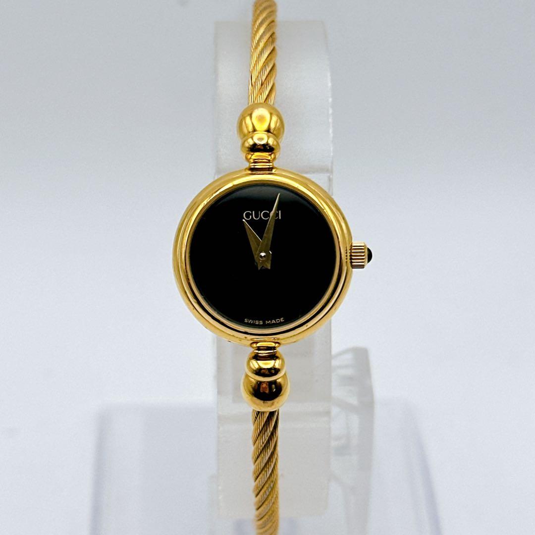 美品 稼動品 箱付き レディース腕時計 GUCCI グッチ ゴールド バングル