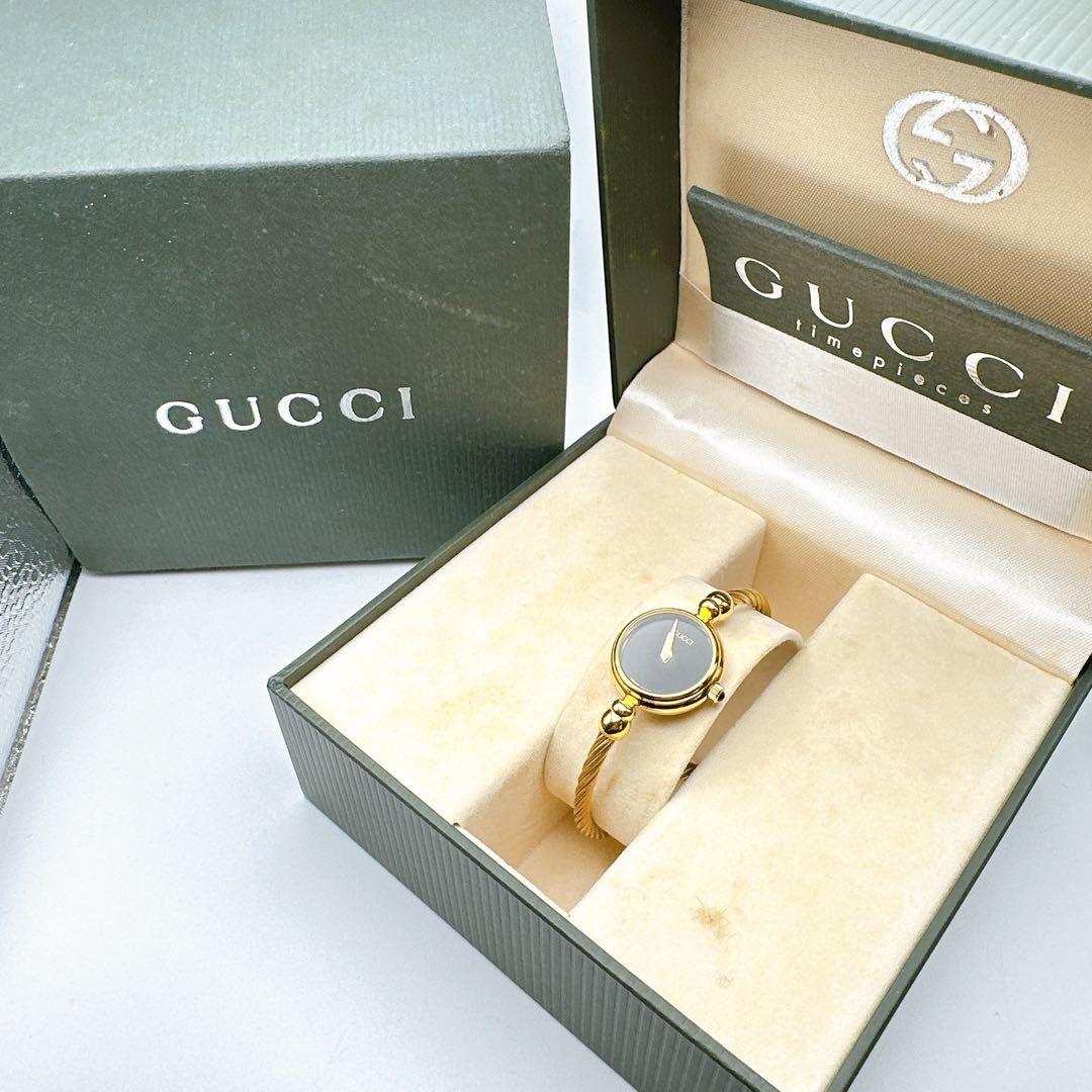 美品 稼動品 箱付き レディース腕時計 GUCCI グッチ ゴールド バングル