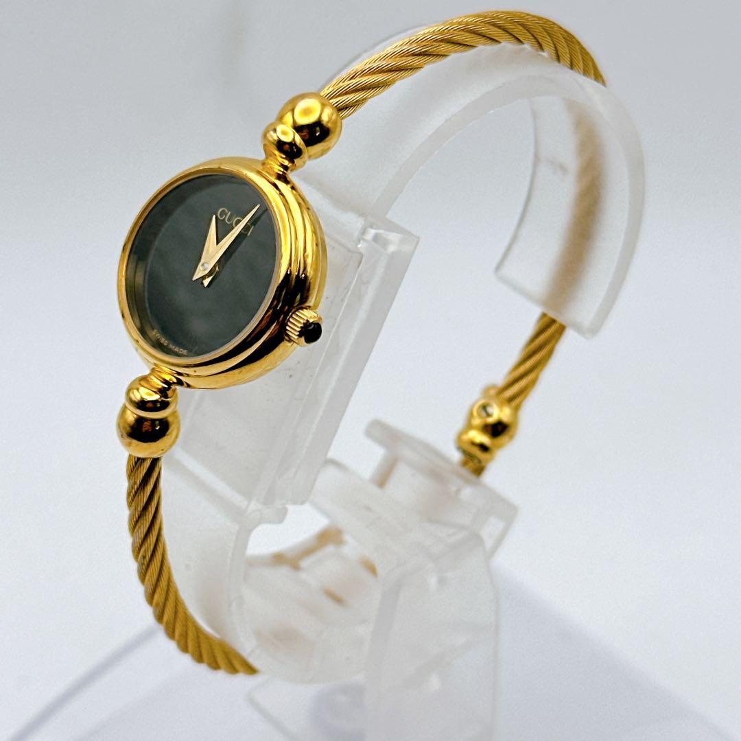 美品 稼動品 箱付き レディース腕時計 GUCCI グッチ ゴールド バングル