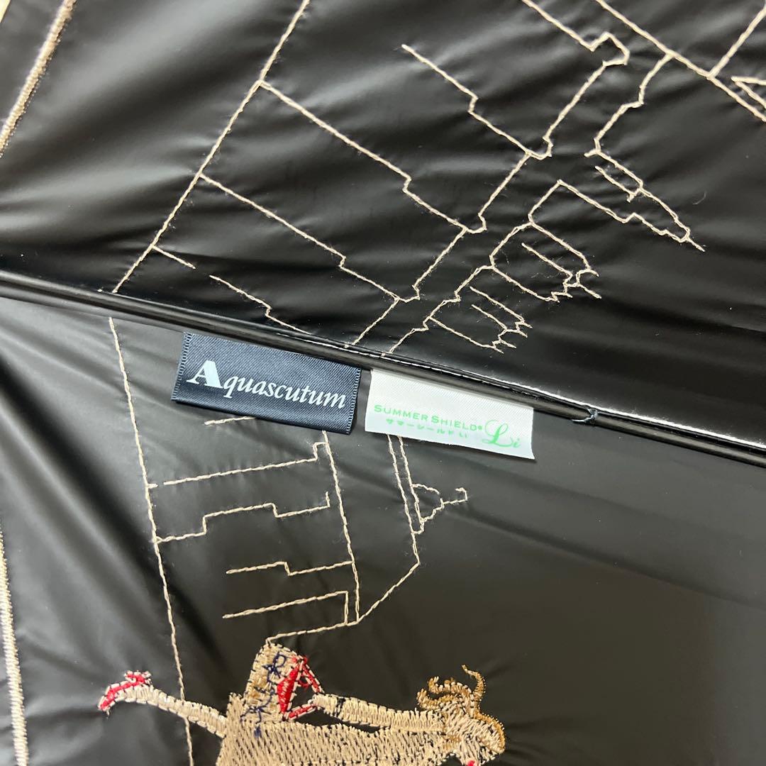 新品アクアスキュータム一級遮光 晴雨兼用 長傘 雨傘 伸縮 軽量 日本製 総刺繍