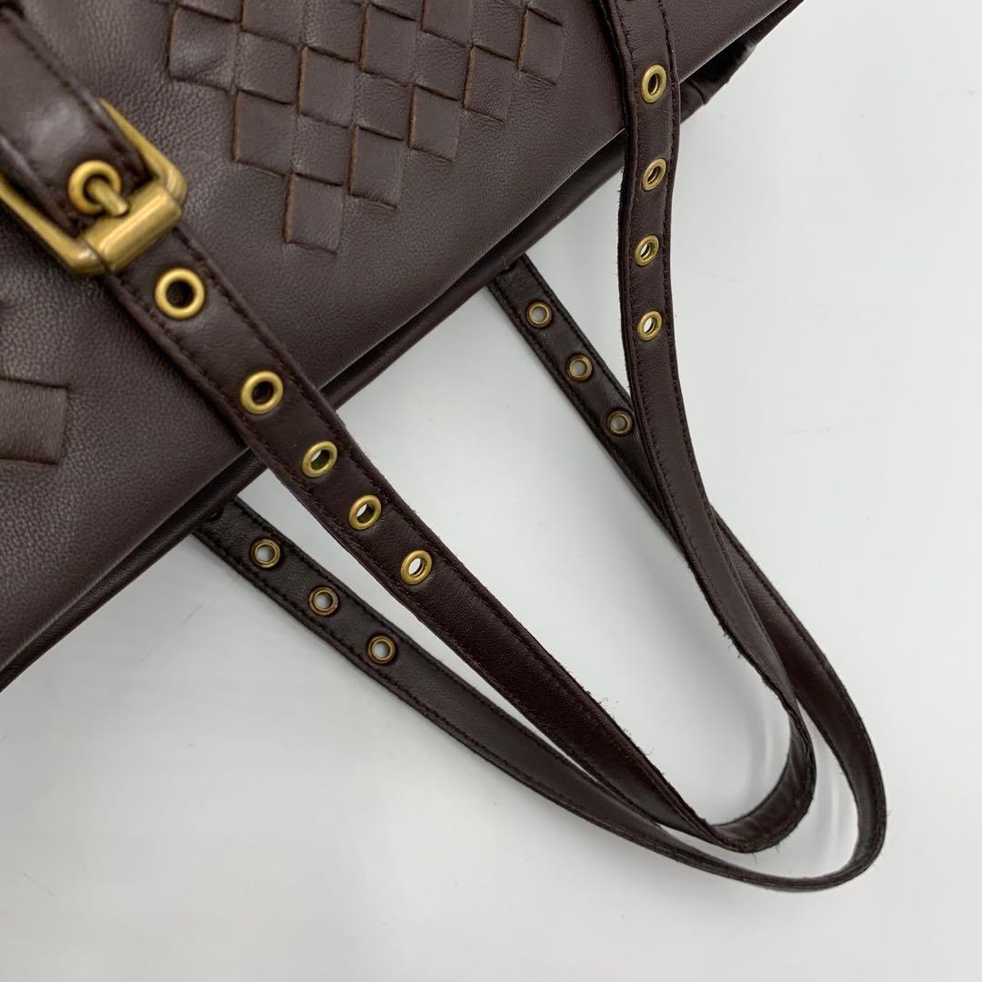 ［美品］BOTTEGAVENETA イントレチャート トートバッグ ゴールド金具