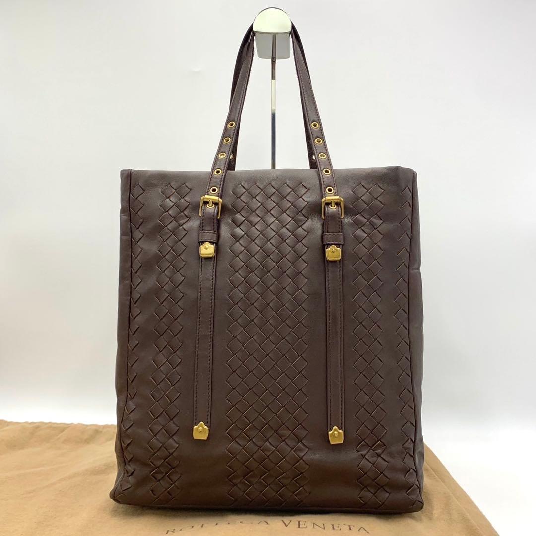 ［美品］BOTTEGAVENETA イントレチャート トートバッグ ゴールド金具