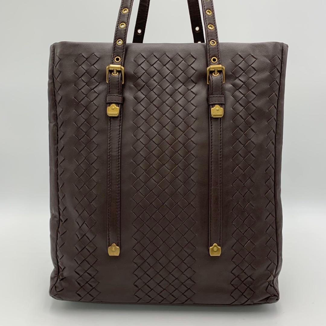 ［美品］BOTTEGAVENETA イントレチャート トートバッグ ゴールド金具