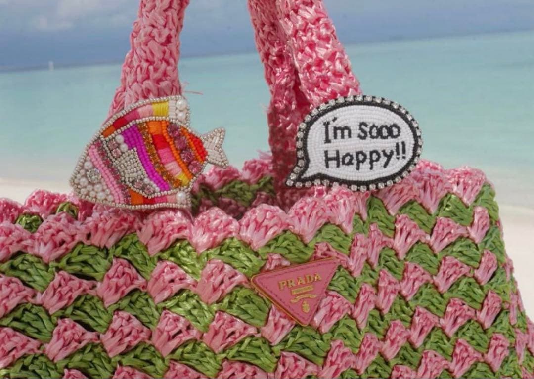 レア美品 PRADA ラフィア カナパ ハンドバッグ トートバッグ カゴバック