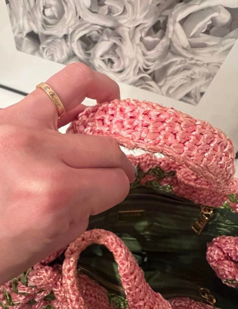 レア美品 PRADA ラフィア カナパ ハンドバッグ トートバッグ カゴバック