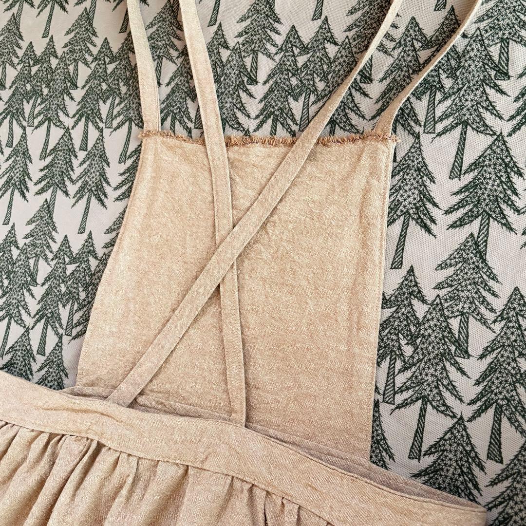 新品未使用　可愛い　ミナペルホネン　エプロンドレス　ジャンバースカート麻綿　素材