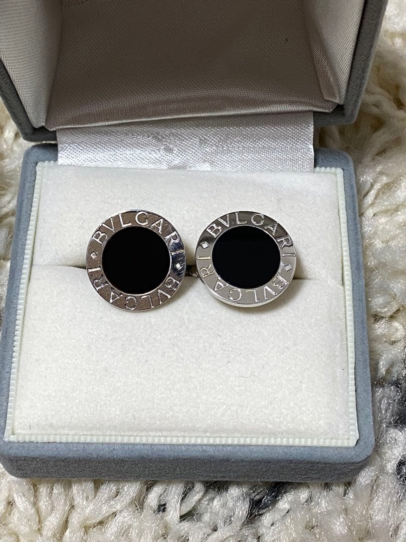 BVLGARI ブラックカフリンクス シルバー製